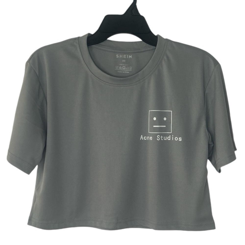 Women's Solid Color Crop Top With Short Sleeves And Round Neckline